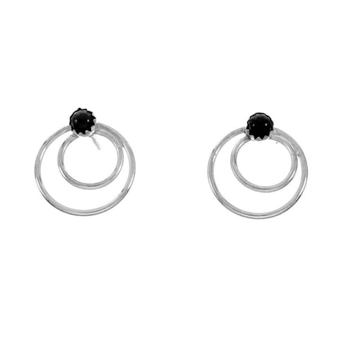 Native Onyx Turquoise Sterling Silver Post Earrings SX10085